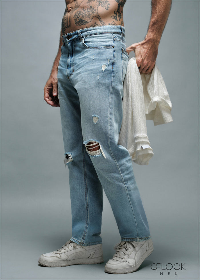 Straight Fit Ribbed Jeans - Long Length - 010925