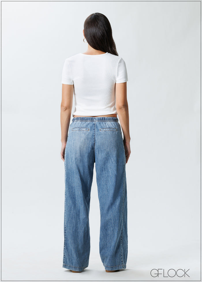 Straight Leg Jean With Elastic Waist - Long Length - 251125D
