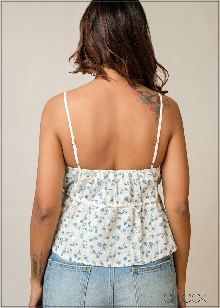 Strappy Button Detailed Crop Top - 300326