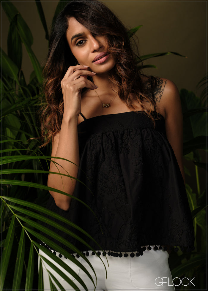 Strappy Embroidered Top - 190326