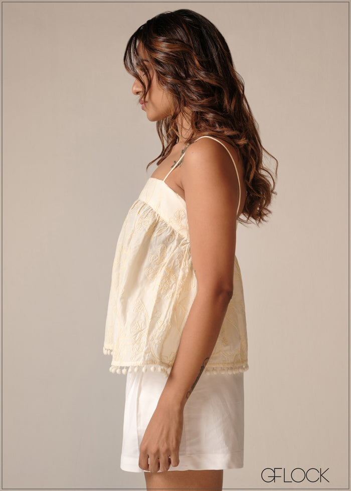 Strappy Embroidered Top - 190326