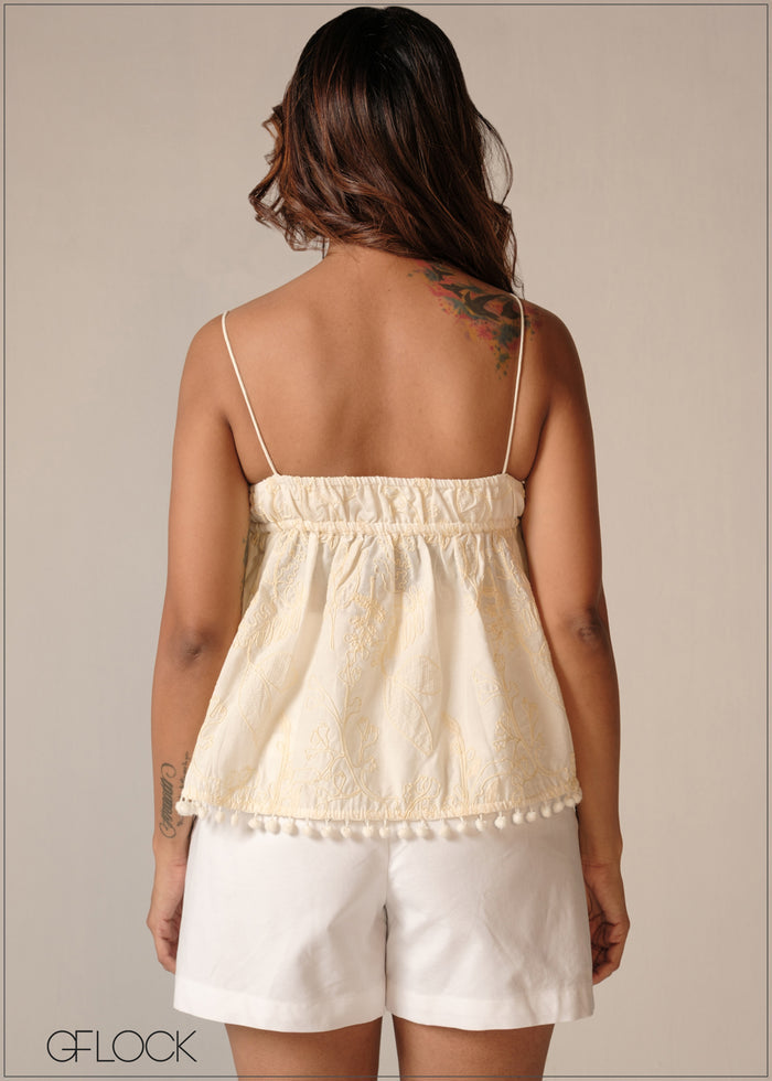 Strappy Embroidered Top - 190326