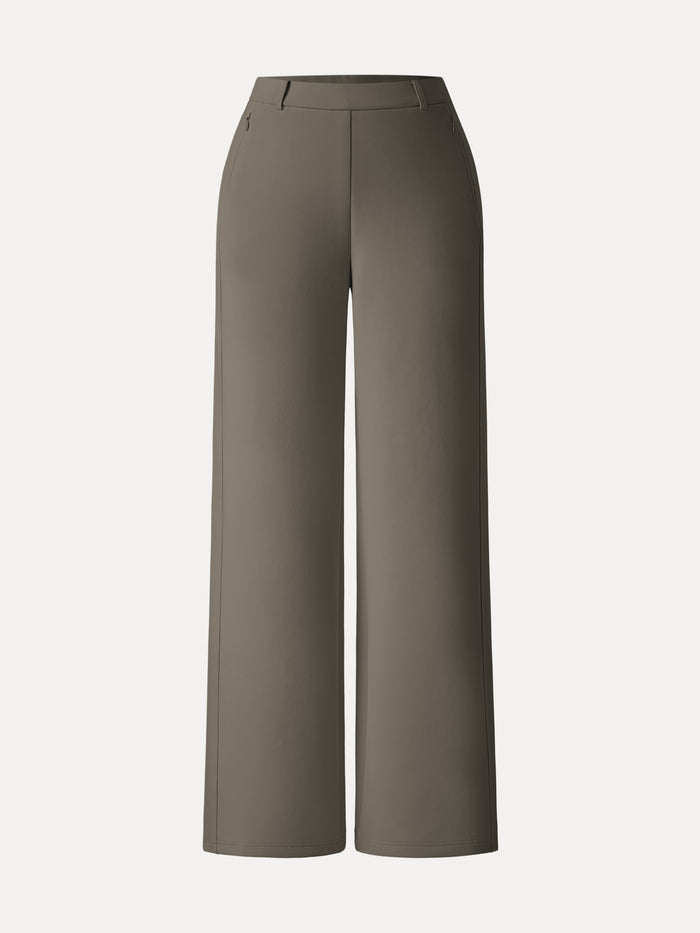 OGLmove Stretch Cotton Blend Slimming High Rise Wide Leg Pants Petite Deep Dry Olive