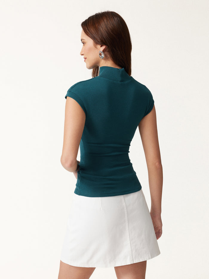 OGLmove Stretch Cotton Mock Neck Cap Sleeve Brami Top