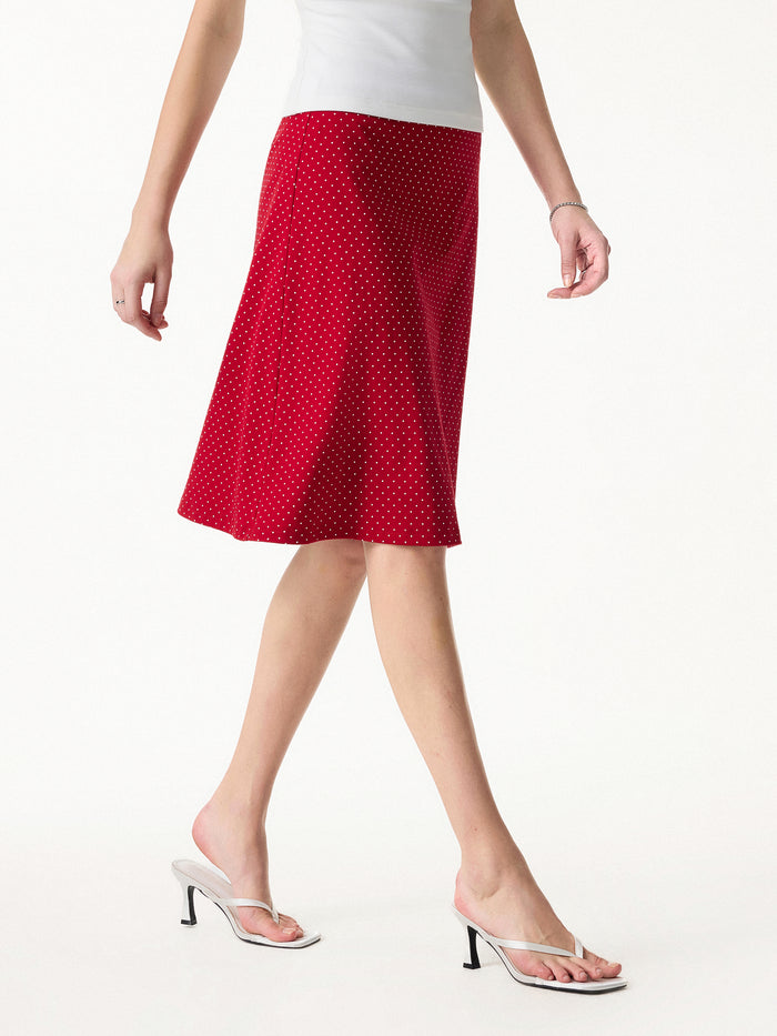 OGLmove 2Pcs Set Off Shoulder Bra Top & Polka Dot A-Line Flare Skirt