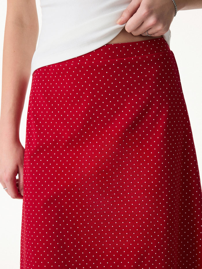 OGLmove 2Pcs Set Polka Dot Boatneck Bra Top & A-Line Skirt Limited Edition