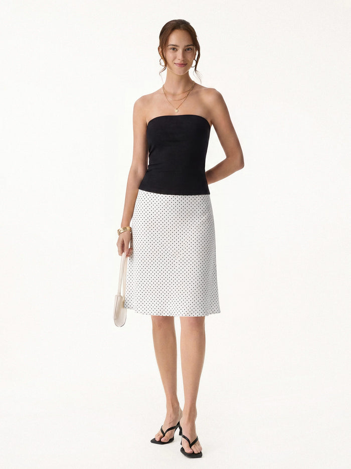 OGLmove Stretch Cotton Polka Dot A-Line Flare Skirt Limited Edition White/Black Polka Dot XS