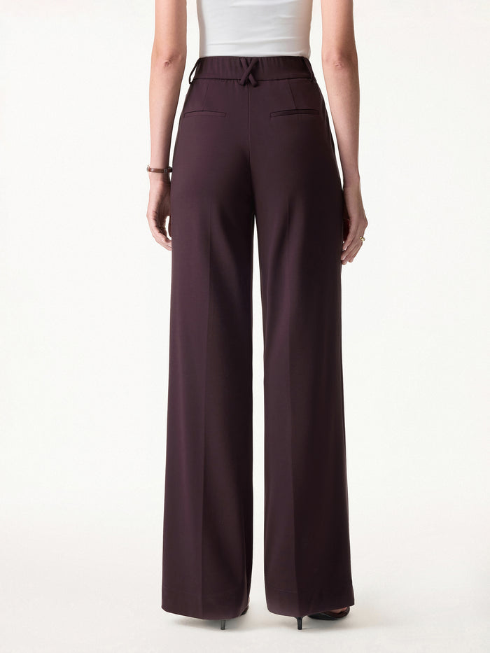 OGLmove 2Pcs Set Round Neck Tucked Top & Wide Leg The Success Pants