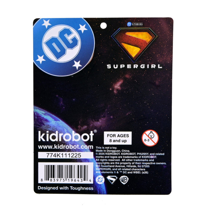 Supergirl Krypto plush window clinger featuring Supergirl logo and vibrant colors, designed for decorative and playful display.