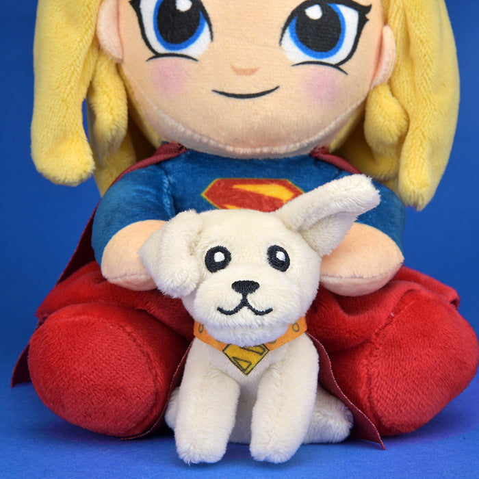 Supergirl plush toy featuring Supergirl with Krypto, soft and cuddly Phunny Plush from Supergirl brand.