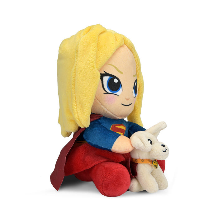 Supergirl plush toy featuring Supergirl and Krypto the dog from the Supergirl Phunny Plush collection, soft and cuddly for fans.