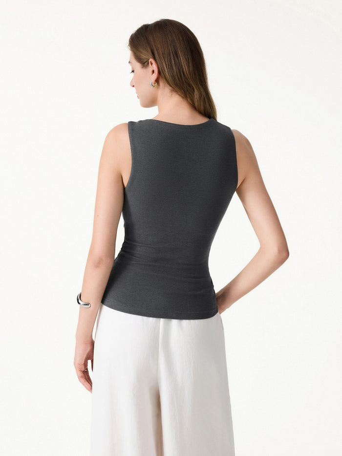 OGLmove Sweat-Wicking Asymmetrical Neck Knotted Bra Tank