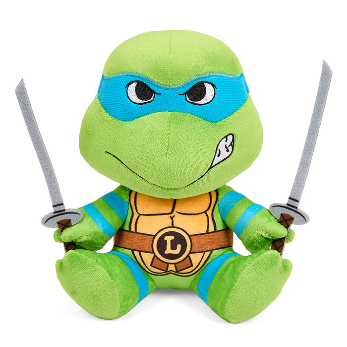 Teenage Mutant Ninja Turtles Leonardo Phunny plush toy, 7.5-inch cartoon character with detailed green and mask features.