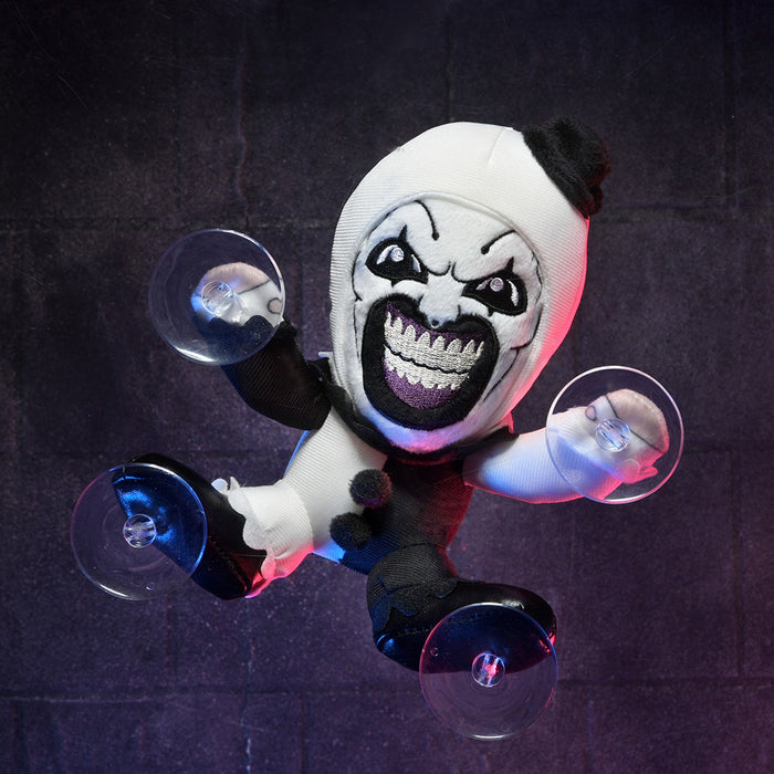 Terrifier 3 Art the Clown plush window clinger from Terrifier, featuring a detailed, soft plush design for decorative display.