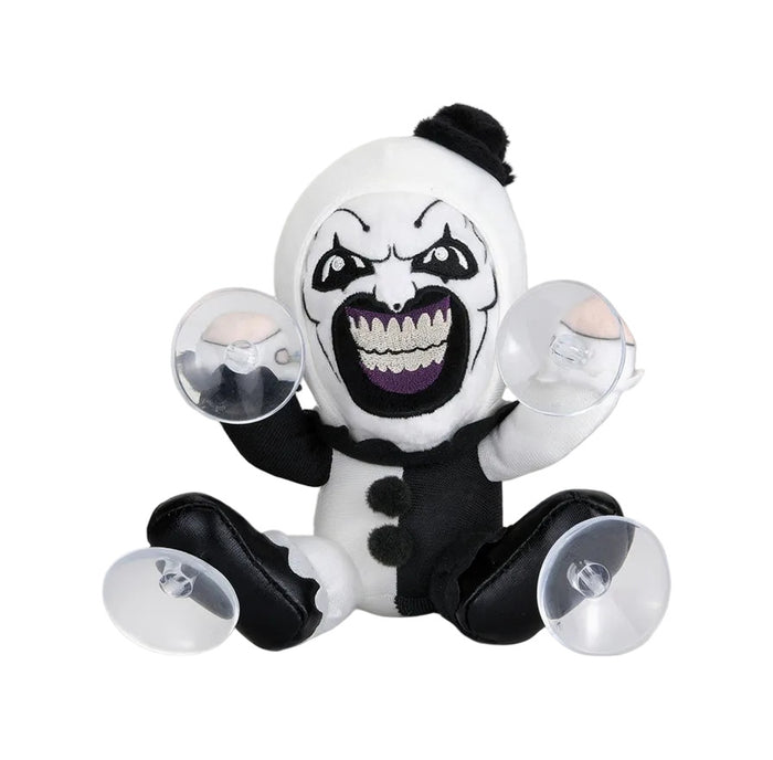 Terrifier 3 Art the Clown plush window clinger from Terrifier brand, featuring a spooky clown design for decorative window display.