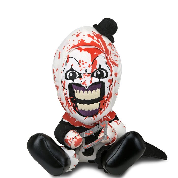 Large Bloody Art the Clown plush by Terrifier featuring detailed horror-themed design and soft fabric, perfect for collectors.