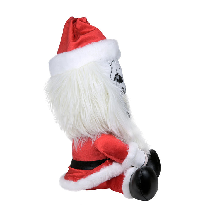 Large plush Santa suit featuring Art the Clown from Terrifier 3, soft and detailed plush toy for fans of the horror franchise.