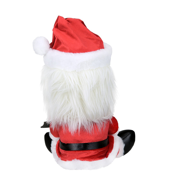 Large plush Santa suit featuring Art the Clown from Terrifier 3, perfect for fans of horror-themed collectibles.