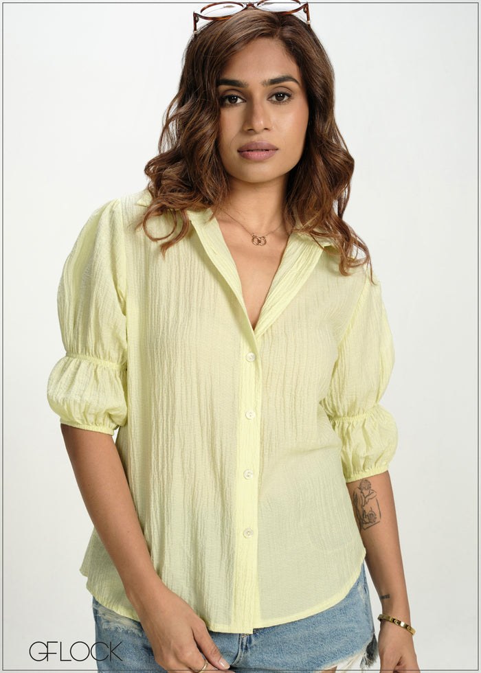 Textured Button-Down Top - 130826