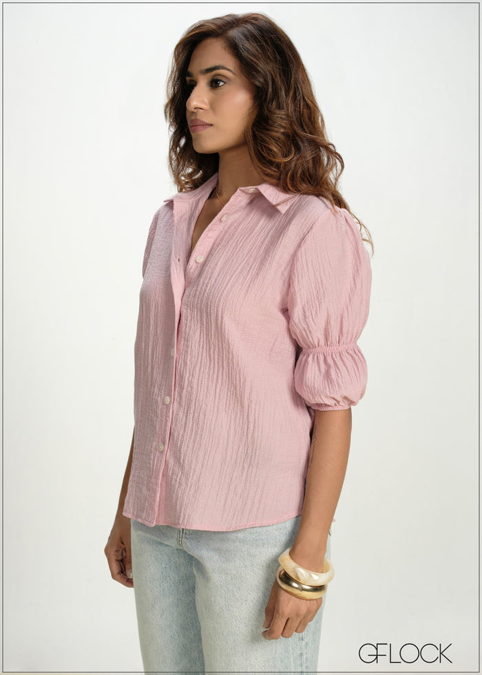 Textured Button-Down Top - 130826