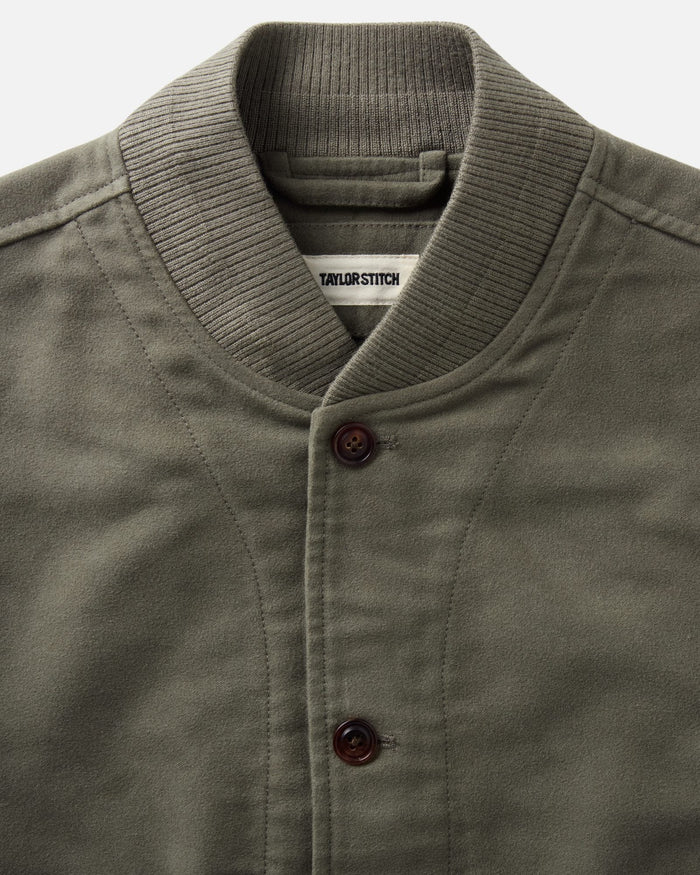 The Clark Bomber in Smoked Olive Moleskin