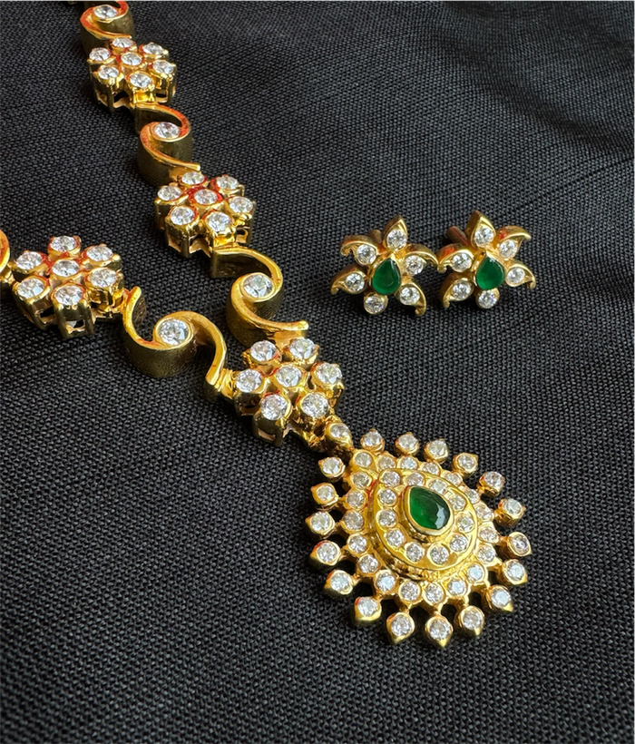 The Ishanvi Silver Closed-setting Diamond Look Necklace