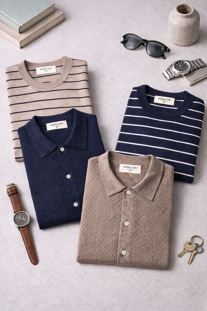 The Mauro Basket Weave Polo - Fawn Heather