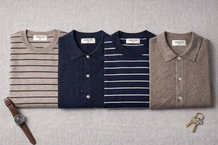 The Mauro Basket Weave Polo - Fawn Heather