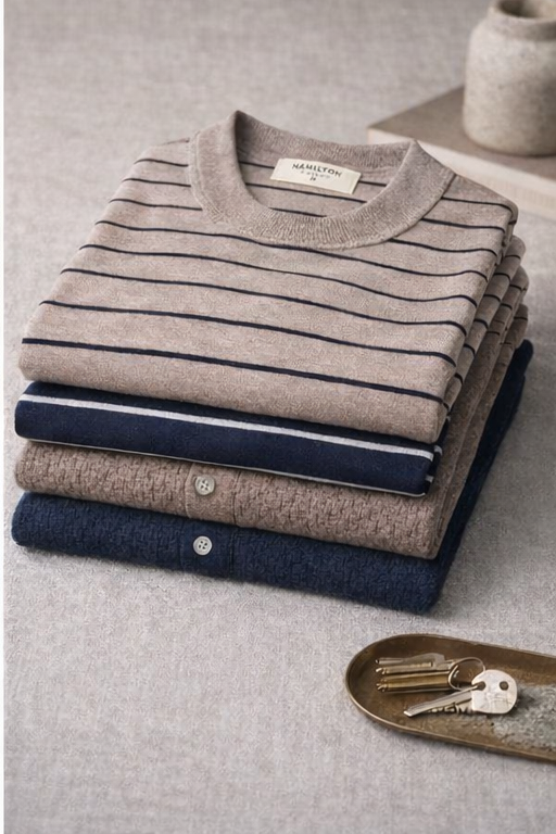 The Mauro Basket Weave Polo - Fawn Heather