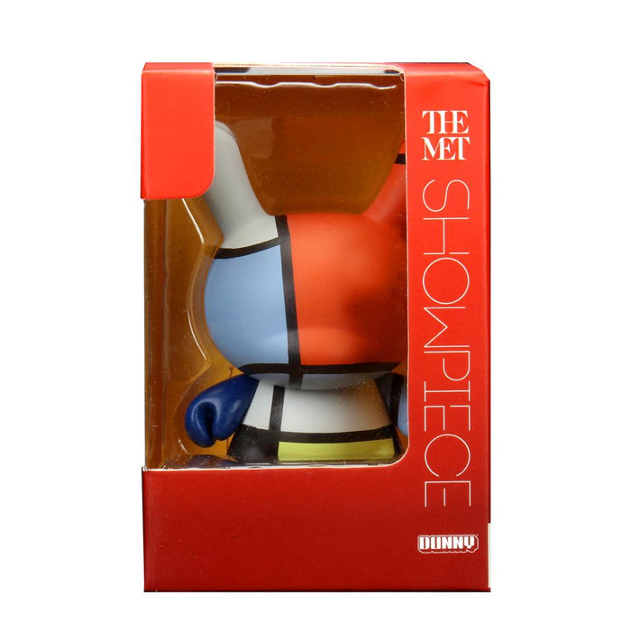 The Met 3-Inch Showpiece Dunny featuring Mondrian-inspired geometric art, showcasing vibrant colors and a modern collectible figure.