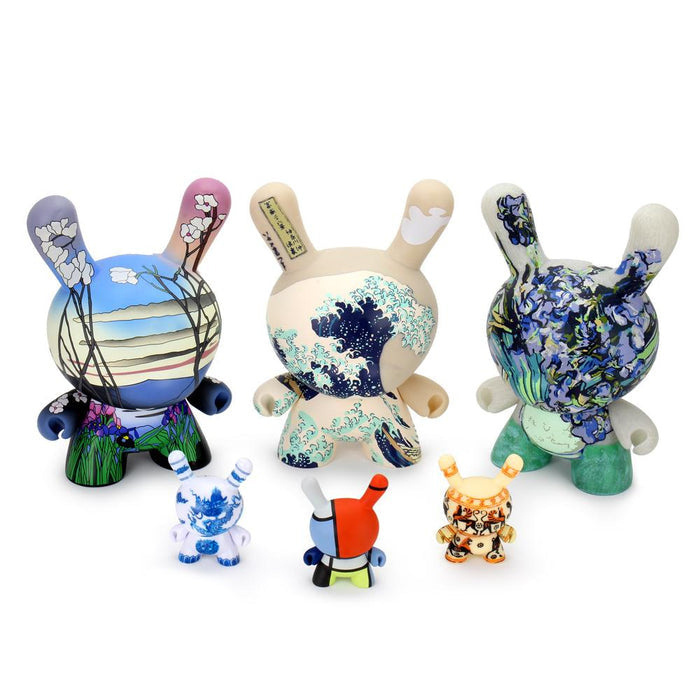 The Met 3-Inch Showpiece Dunny featuring Mondrian-inspired geometric design in bright colors and square shapes.