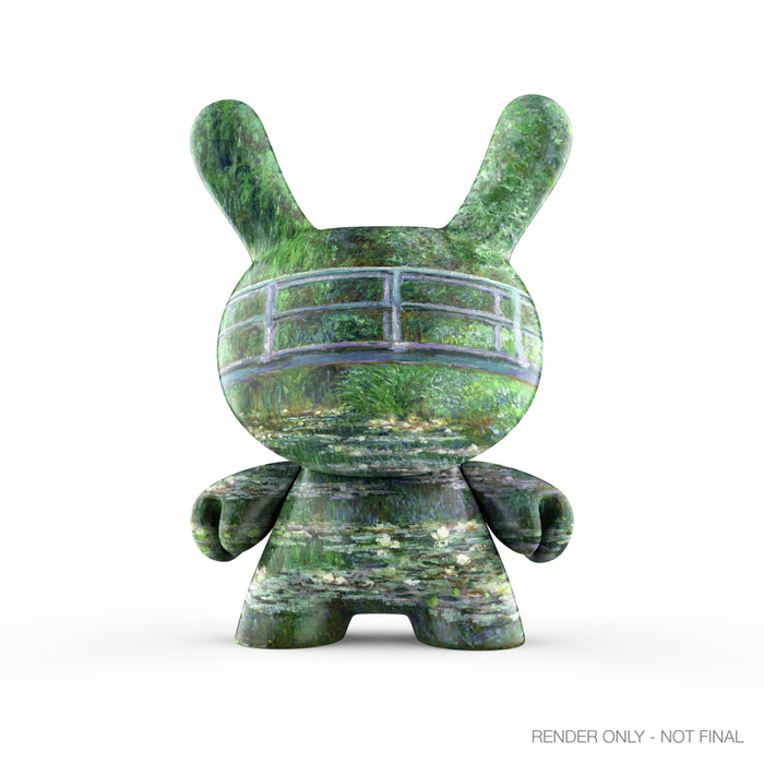 3-inch Dunny vinyl art figure by The Met featuring Claude Monet's Water Lilies painting with bridge and water lilies.