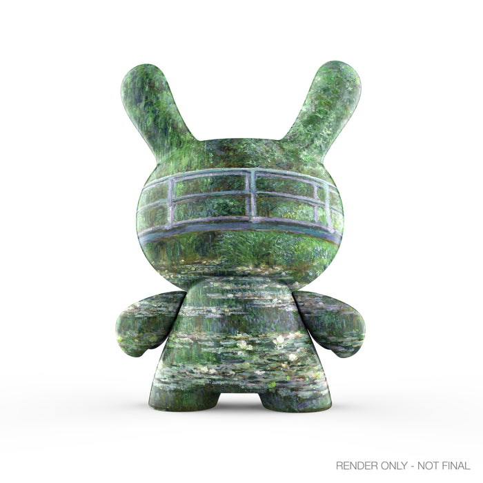 The Met 3-inch Showpiece Vinyl Dunny featuring Claude Monet's Water Lilies painting, with vibrant lily pond details and artistic design.