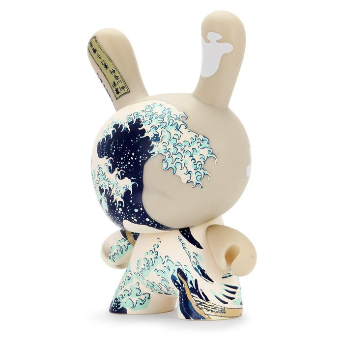 The Met 8-inch Masterpiece Dunny featuring Hokusai's Great Wave design, collectible art toy with intricate wave details.