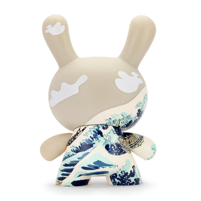 8-inch The Met Masterpiece Dunny featuring Hokusai's Great Wave design, collectible art toy with intricate wave details.