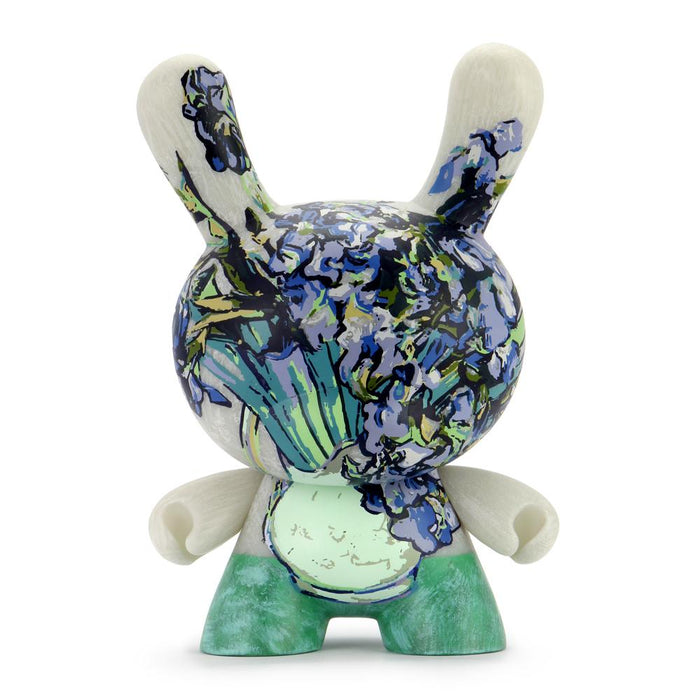 The Met 8-Inch Masterpiece Dunny featuring Van Gogh Irises with detailed painted design and artistic floral patterns.