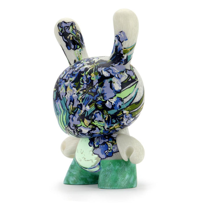 8-inch The Met Masterpiece Dunny featuring Van Gogh Irises with detailed floral artwork and vibrant colors.
