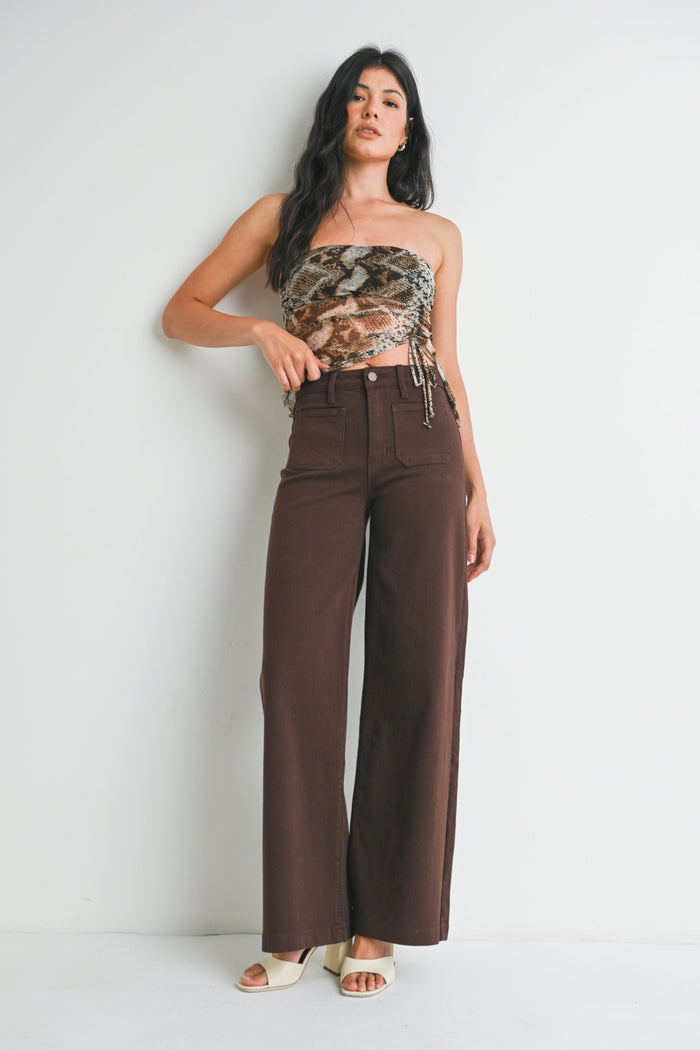The Mini Patch Pocket Wide Jean - DP790 - Dark Brown