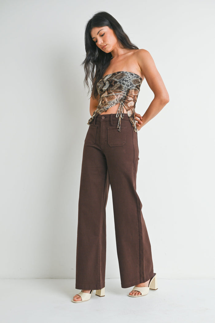 The Mini Patch Pocket Wide Jean - DP790 - Dark Brown