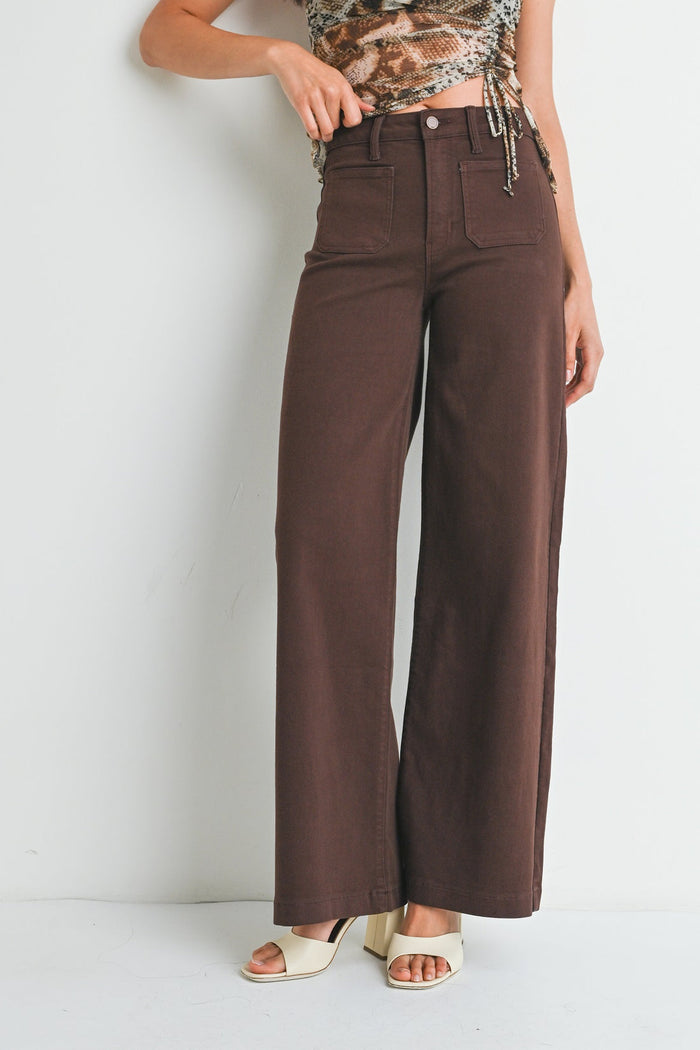 The Mini Patch Pocket Wide Jean - DP790 - Dark Brown
