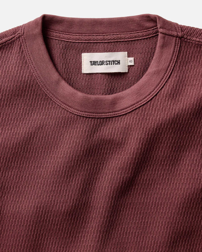 The Organic Cotton Short Sleeve Crew in Burgundy Waffle