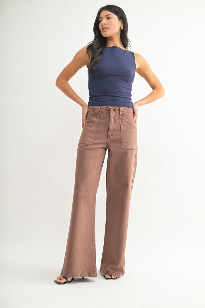 The Patch Pocket Wide Leg Flare - DP782 - Vintage Brown