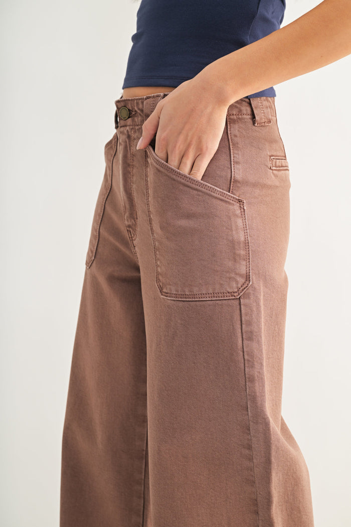 The Patch Pocket Wide Leg Flare - DP782 - Vintage Brown