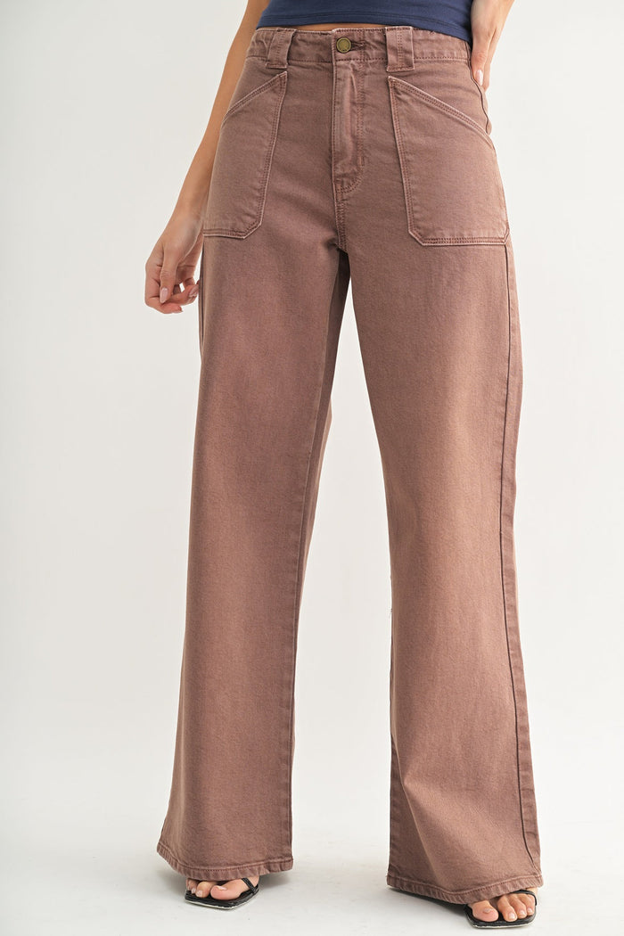 The Patch Pocket Wide Leg Flare - DP782 - Vintage Brown