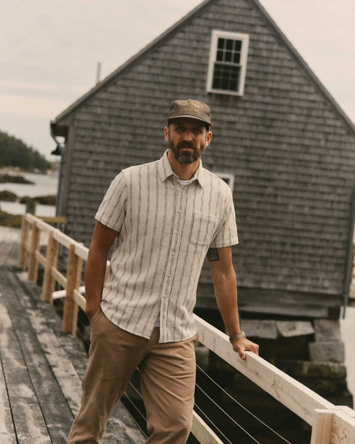 The Short Sleeve California in Tide Stripe Hacci