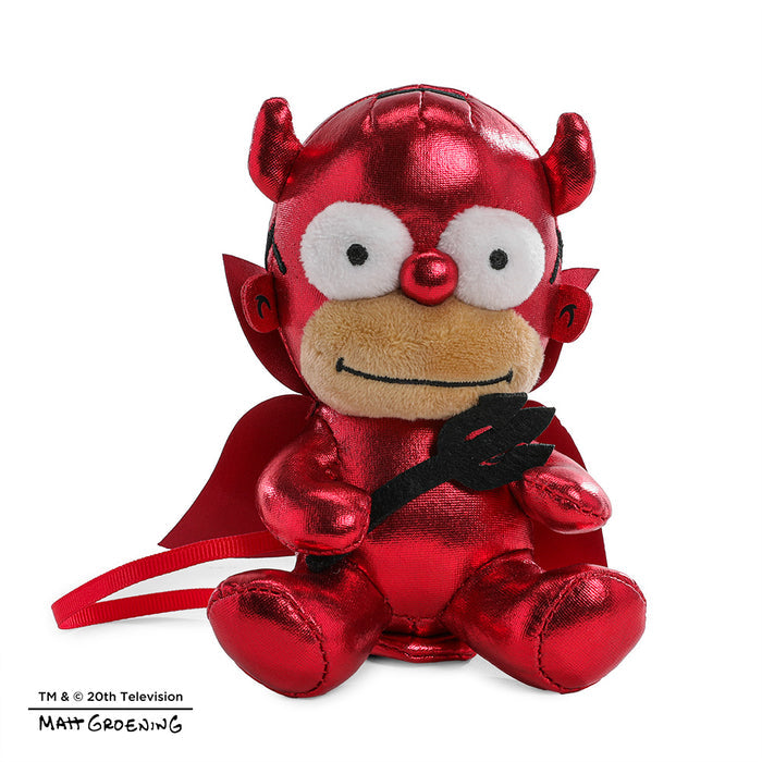 Soft Homer Simpson devil plush shoulder toy from The Simpsons Phunny collection, featuring vibrant colors and detailed character design.
