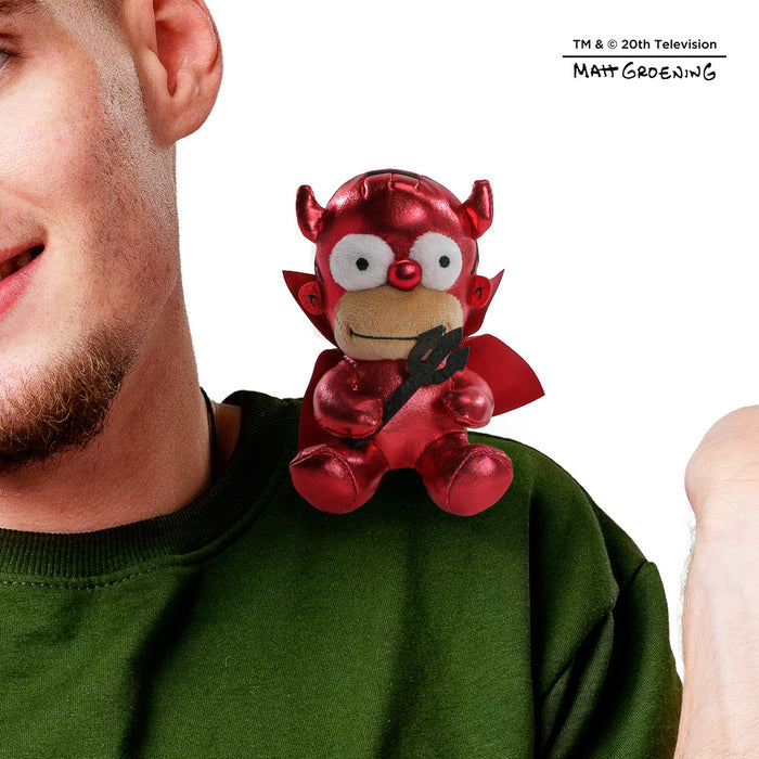 Homer Simpson plush shoulder toy from The Simpsons in devil costume, soft Phunny plush material, collectible character figure.