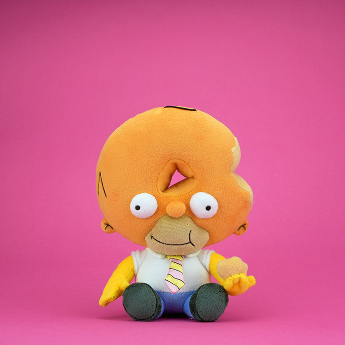 Soft Homer Simpson plush from The Simpsons Treehouse of Horror with a donut head, detailed and cuddly Phunny plush toy.