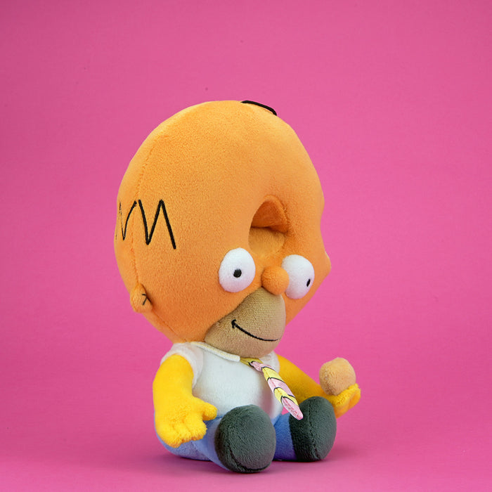 Donut Head Homer Phunny plush from The Simpsons Treehouse of Horror featuring Homer with a donut on his head, soft and collectible.