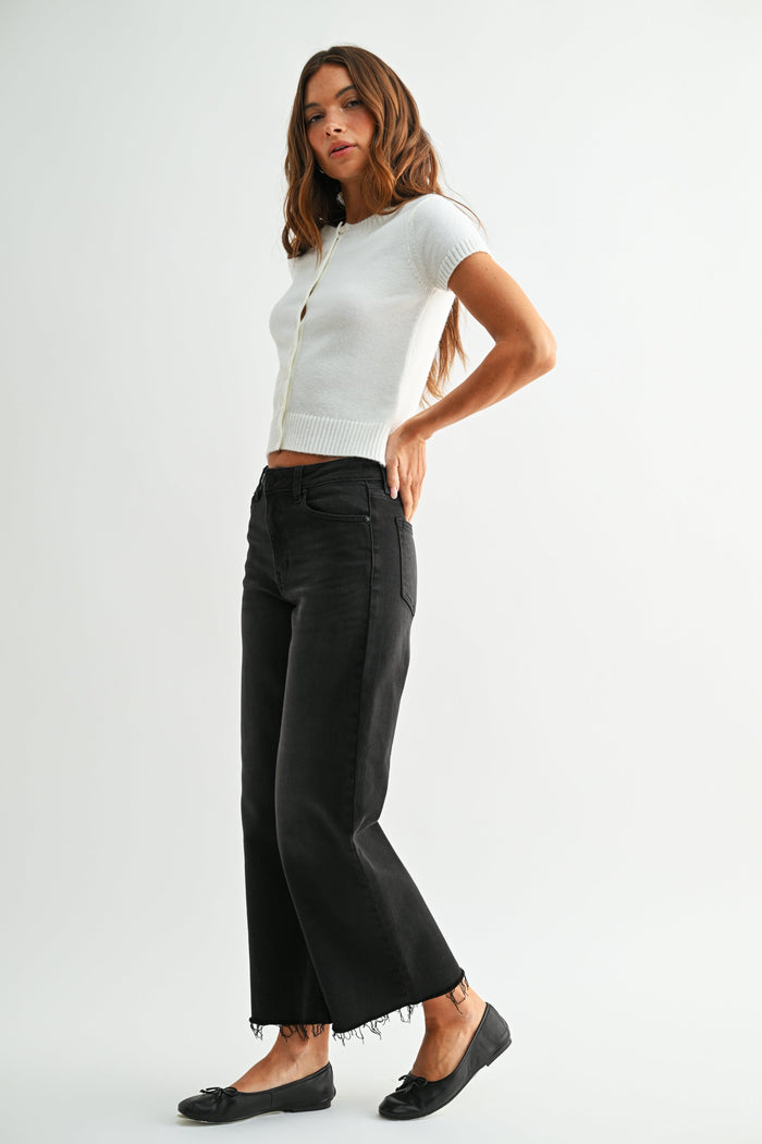 The Slim Wide Leg Jean -DP683 - Washed Black